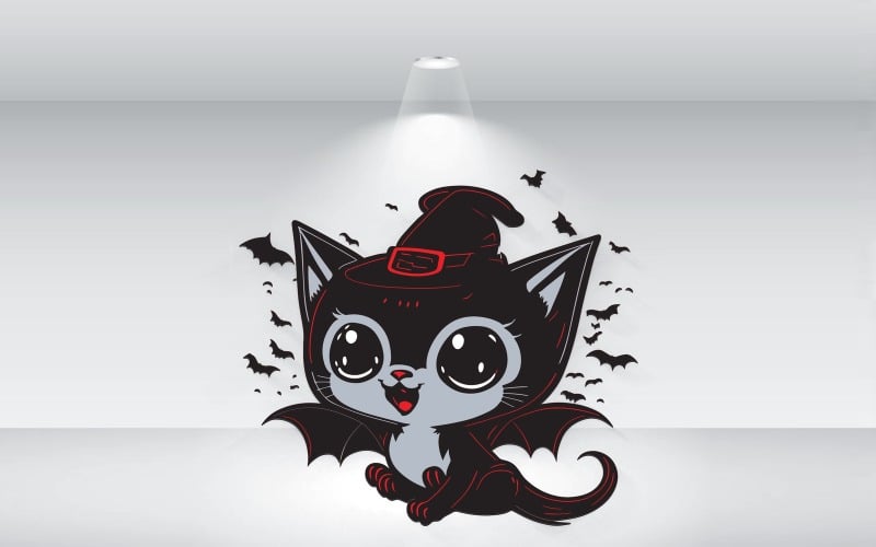 Милий кіт у капелюсі на Хелловін