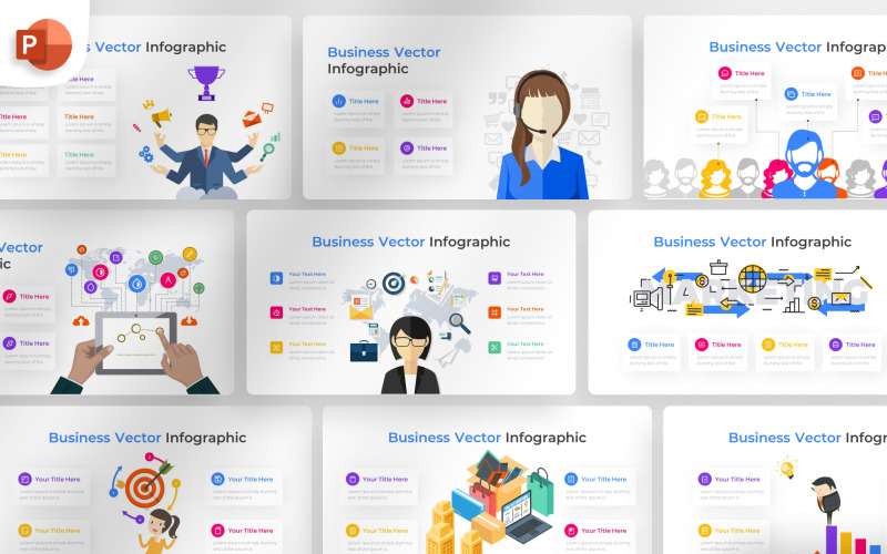 Modelo infográfico do PowerPoint de vetor de negócios