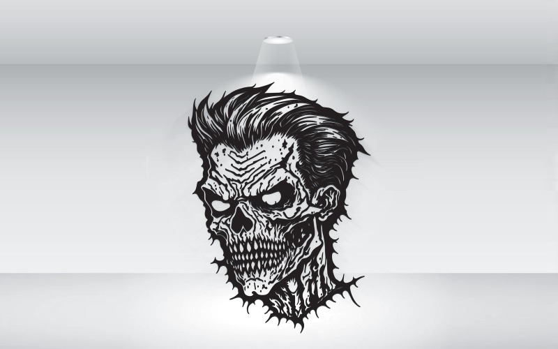 Tête De Zombie Style Halloween Contour Noir Format Vectoriel
