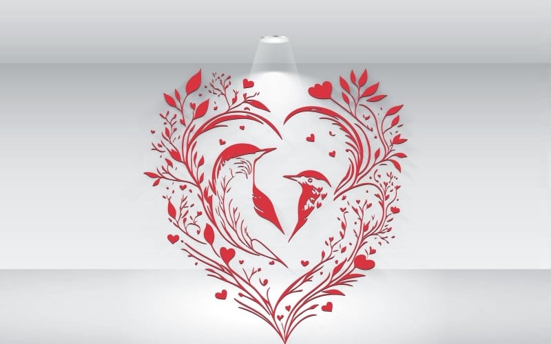 Valentinstag-Vogel-Herzform-Illustrations-Vektordatei