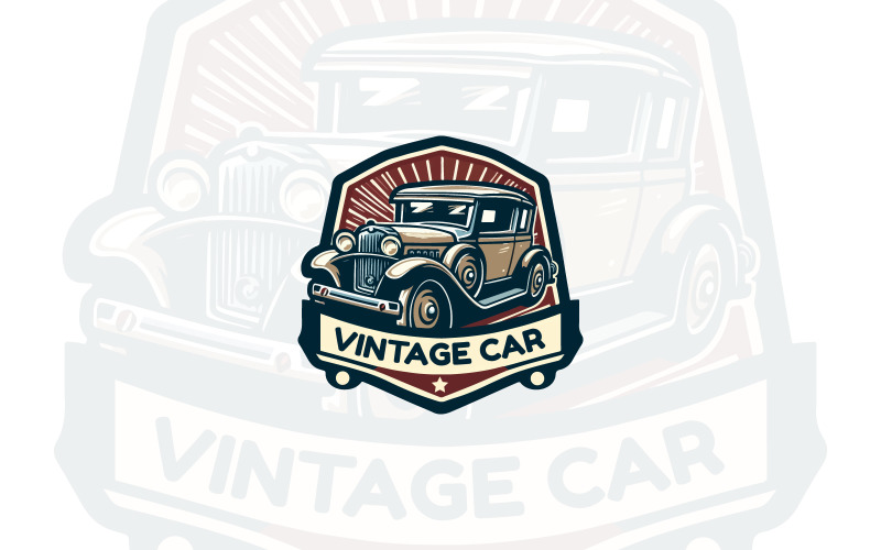 Vektor Vintage bil logotyp design illustration