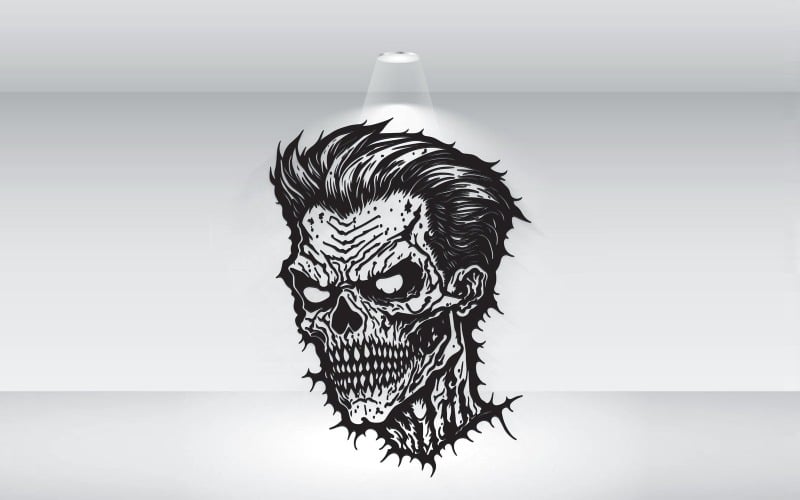 Zombie hlava Halloween styl černý obrys vektorový formát