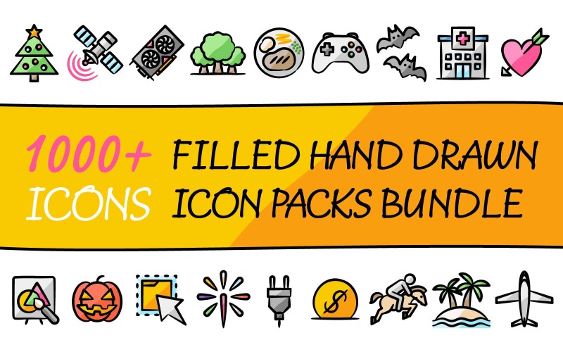 Drawniz Bundle - Collection de packs d'icônes polyvalents dans un style dessiné à la main