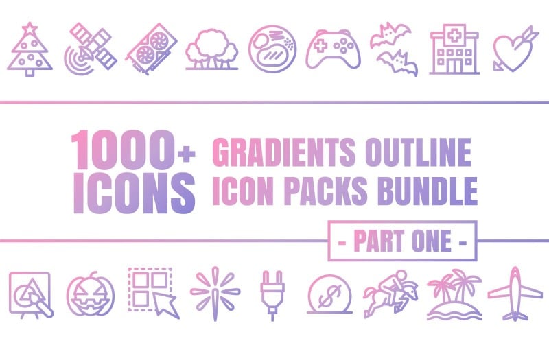 Gradizo Bundle - 渐变轮廓风格的多用途图标包集合