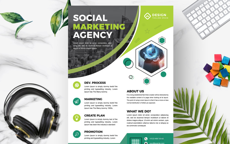Modelo de Folheto de Agência de Marketing Social