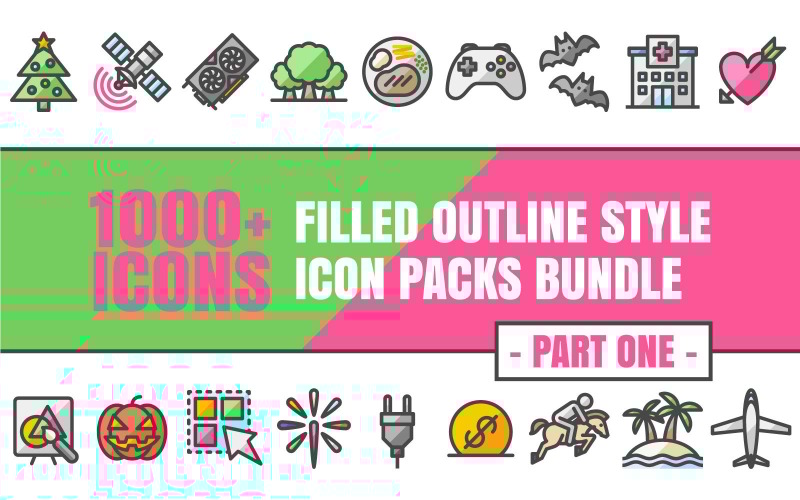 Outliz Bundle - 填充轮廓样式的多用途图标包集合