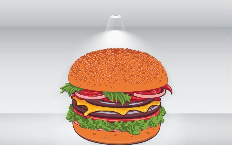 Burger Sajttal Illusztráció Vektor