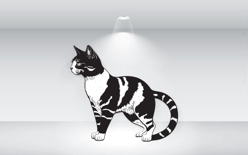 Katze, Umriss, Abbildung, Schwarz Weiß, Vector