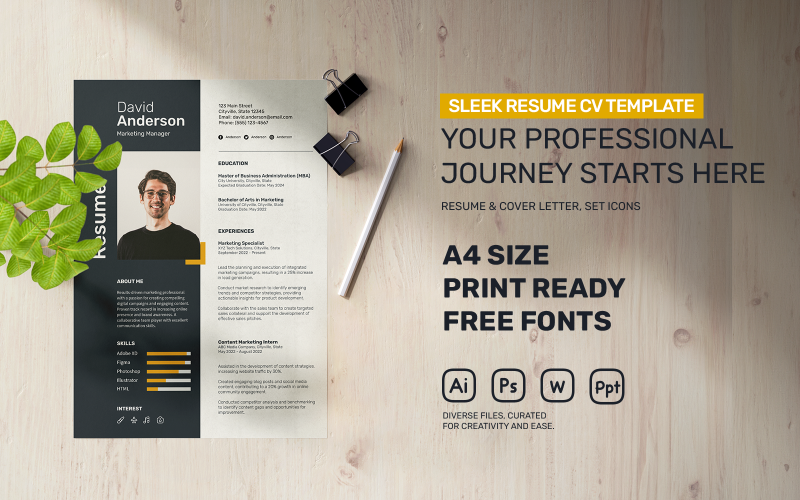 Kreativer Lebenslauf / Lebenslauf von David Anderson