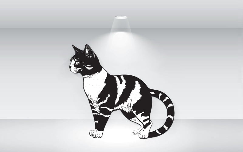 猫轮廓图黑白矢量