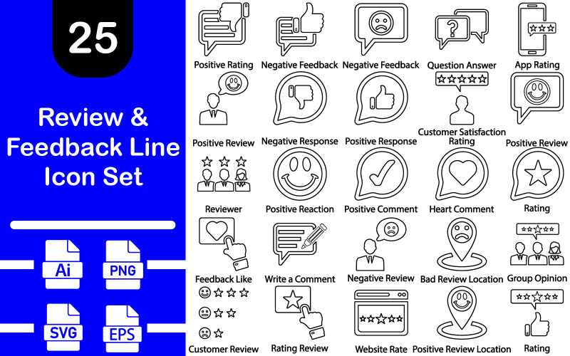 Огляд і відгук лінія набір іконок