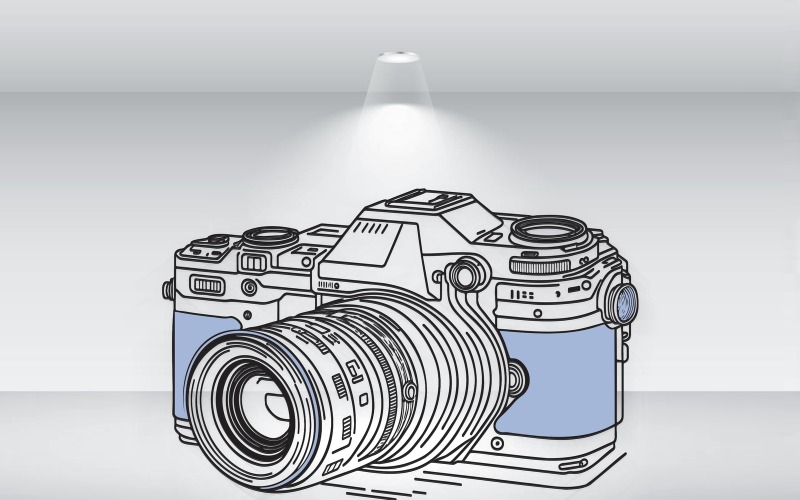 Vector de ilustración de contorno negro de cámara