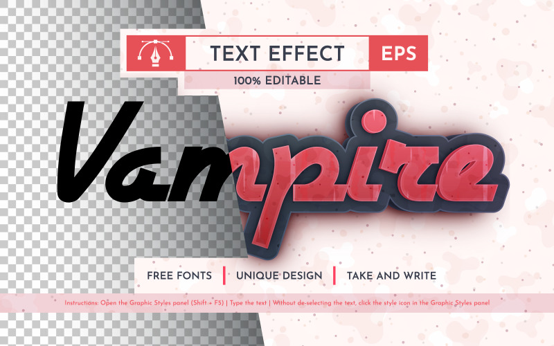 Wampir 3D - edytowalny efekt tekstowy, styl czcionki