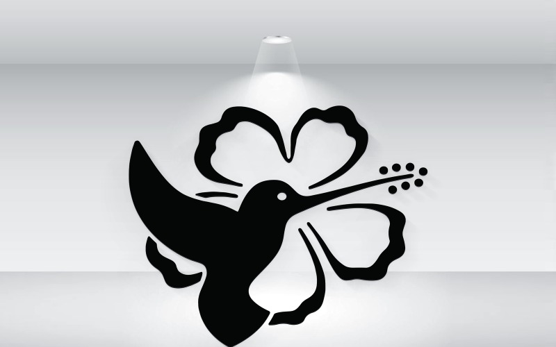 Colibrì Con Un Fiore Logo Vettoriale