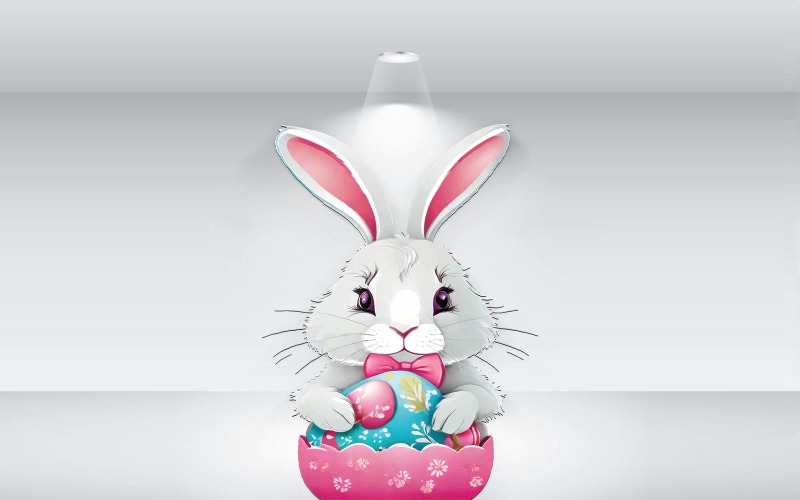 Lapin de Pâques avec vecteur d'illustration d'oeuf