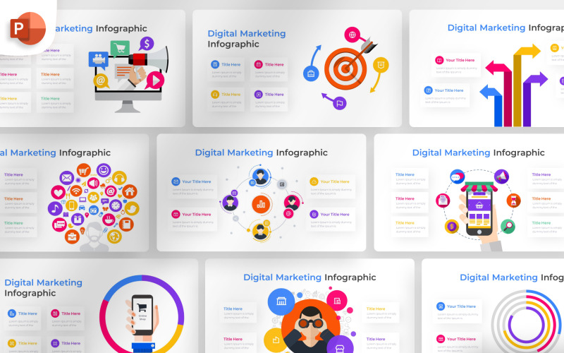 Modelo infográfico de PowerPoint de marketing digital