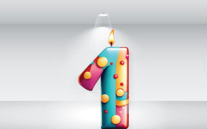 Número uno para cumpleaños con vector de vela