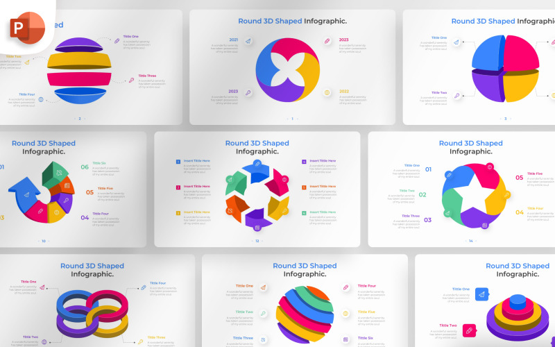 Runde 3D-förmige PowerPoint-Infografik-Vorlage