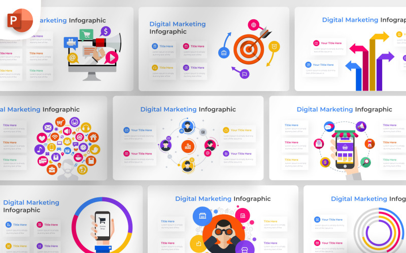 Szablon infografiki marketingu cyfrowego w programie PowerPoint