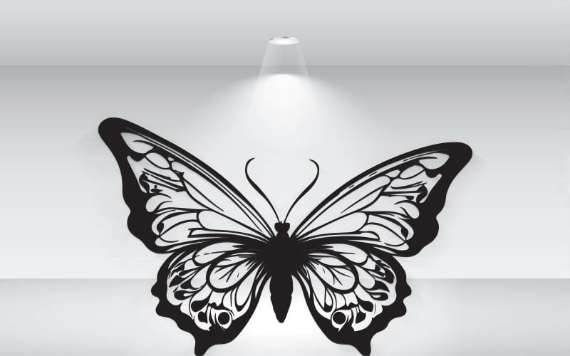 Vetor de ilustração de modelo de logotipo de silhueta de borboleta preta