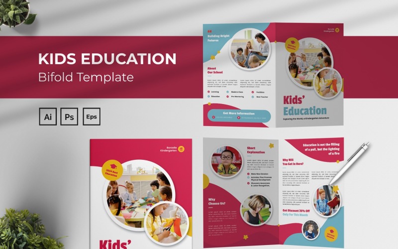 Bifoldowa broszura dotycząca edukacji dla dzieci