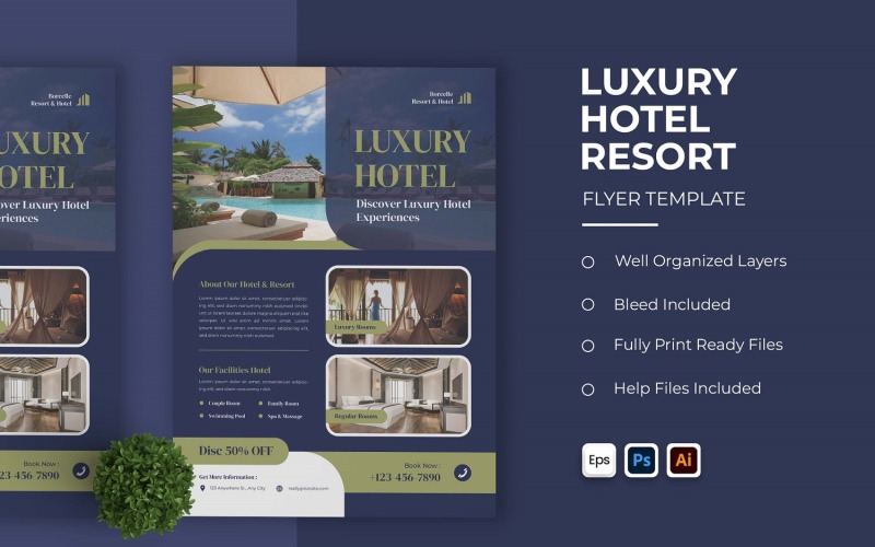 Luxury Hotel Resort Flyer Template #374197 - TemplateMonster
