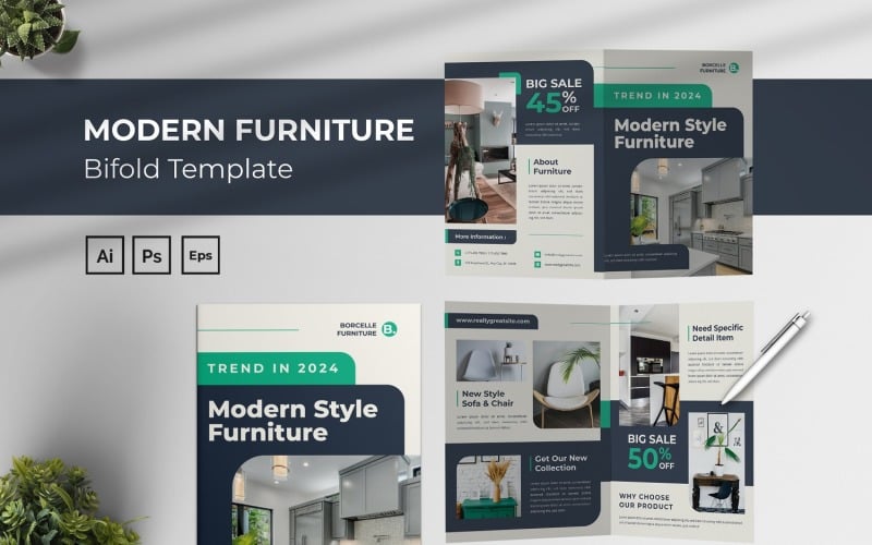 Modern Furniture Bifold Brochure #374141 - TemplateMonster