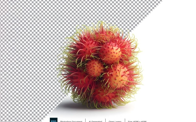 Rambutan Čerstvé ovoce izolované na bílém pozadí 8