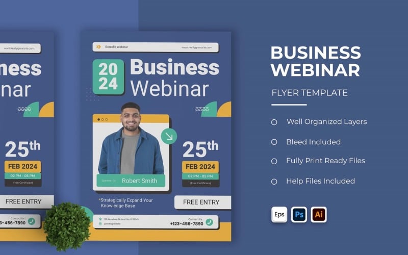 Blue Business Webinar Flyer #374210 - TemplateMonster