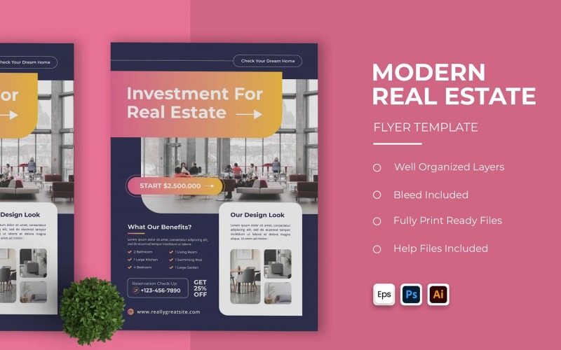 Dépliant immobilier dégradé moderne