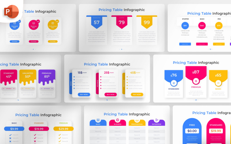 Prijstabel PowerPoint Infographic-sjabloon