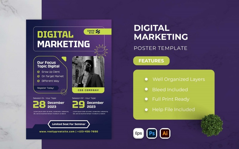 Vorlage für digitales Marketingplakat