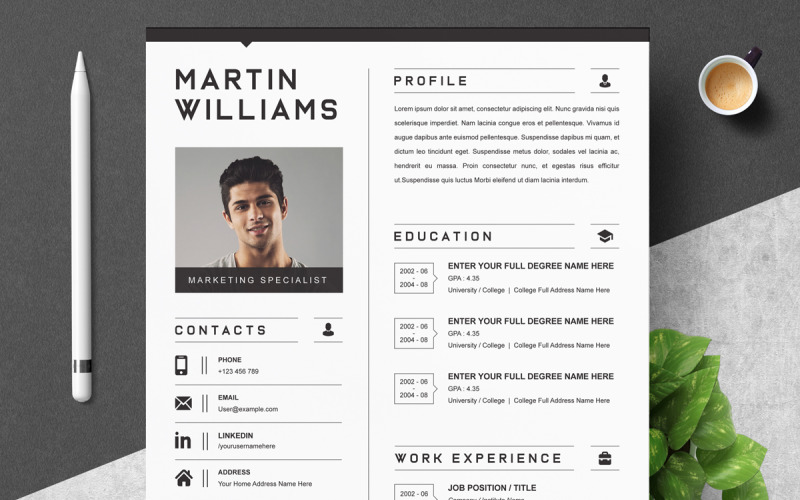 Creative Resume Template for Word UI