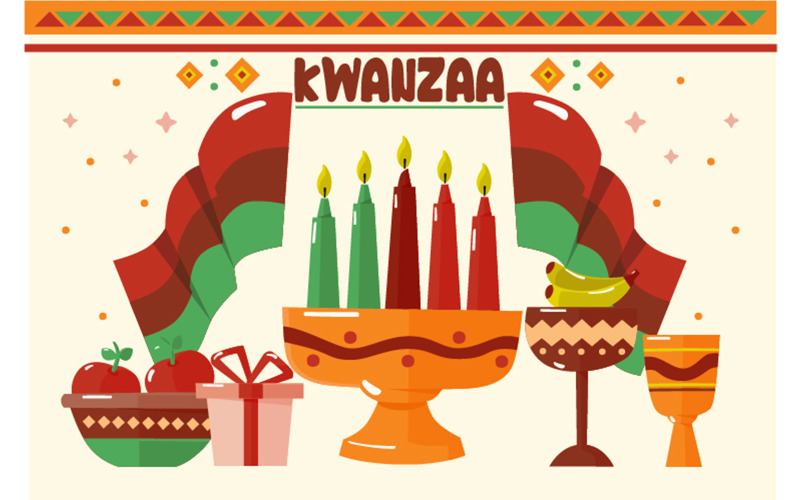 Düz Kwanzaa Arkaplan İllüstrasyonu