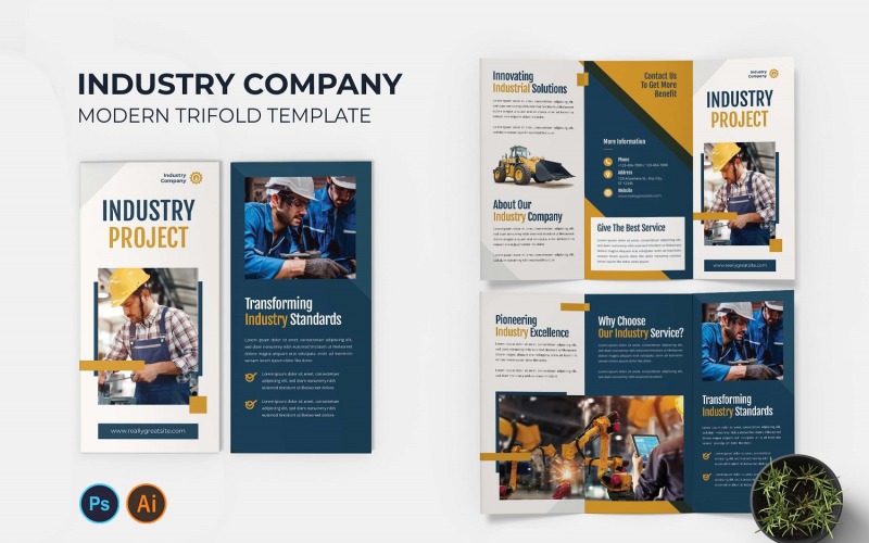 Folleto tríptico de la empresa industrial