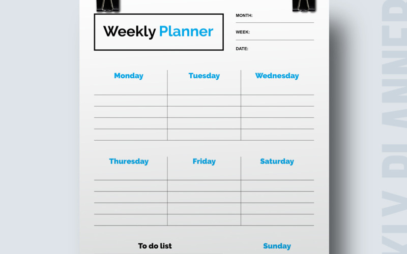 Layout del modello di agenda settimanale