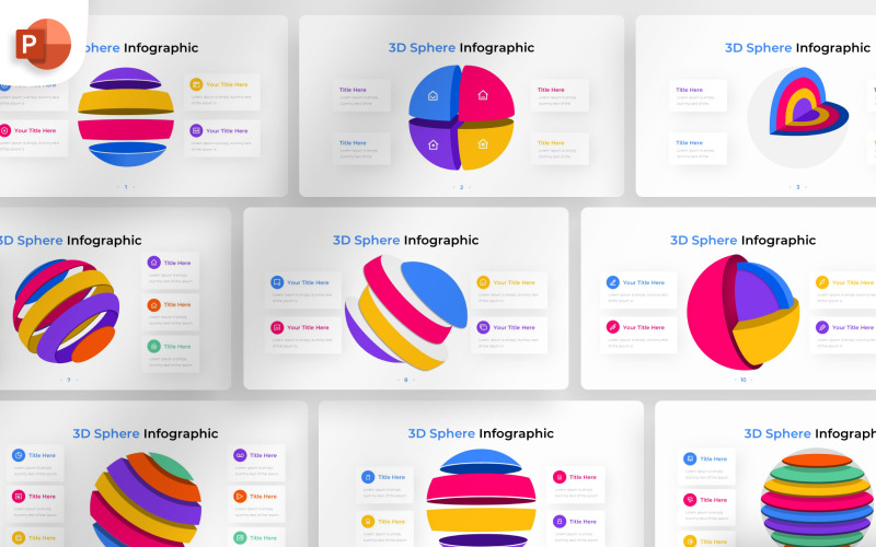 Modèle d'infographie PowerPoint de sphère 3D