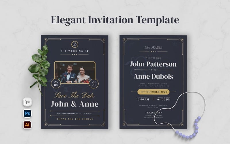 Modèle d'invitation de mariage élégant classique