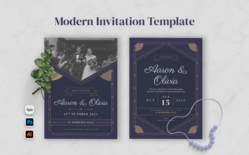 Modèle d'invitation de mariage moderne