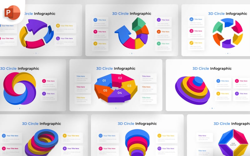 Modelo infográfico do PowerPoint do círculo criativo 3D