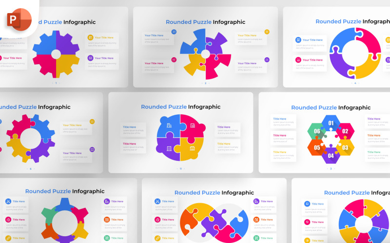 Округленная головоломка PowerPoint - Шаблон инфографики