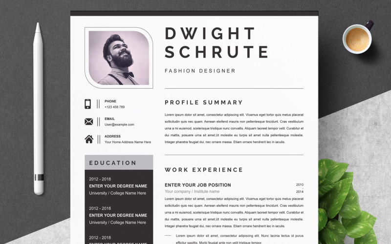 Plantilla de currículum vitae moderno y creativo MS Word Apple Pages