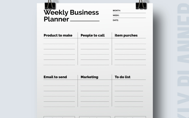 Wekelijkse zakelijke dagboekplanner