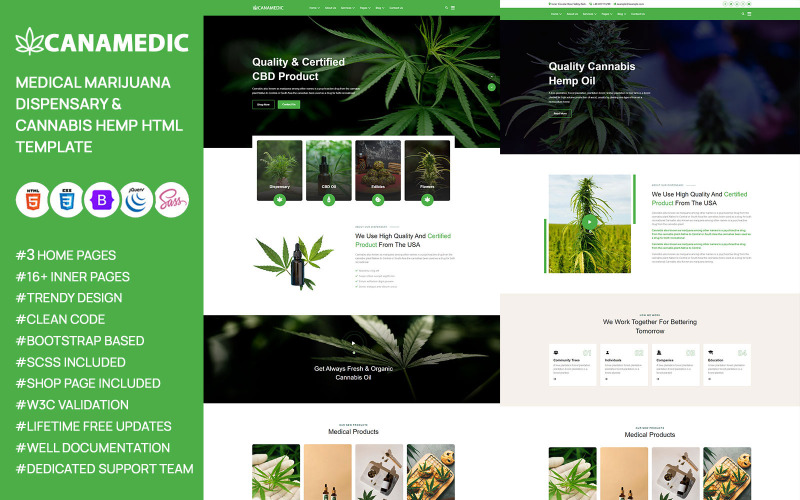 Canamedic - Medical Marijuana Dispensary & Cannabis Hampa HTML-mall