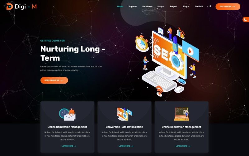 Digi-M — HTML5-шаблон для агентства SEO и цифрового маркетинга