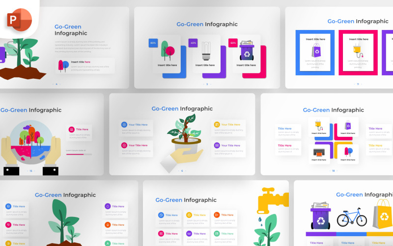 Инфографический шаблон PowerPoint Go-Green