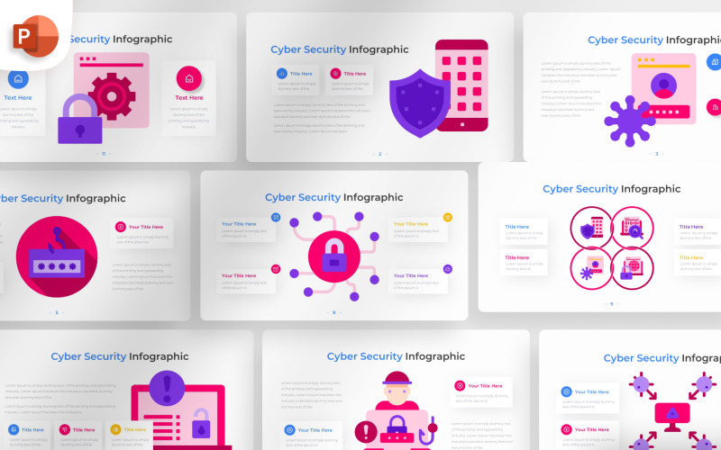 Modèle d'infographie PowerPoint sur la cybersécurité