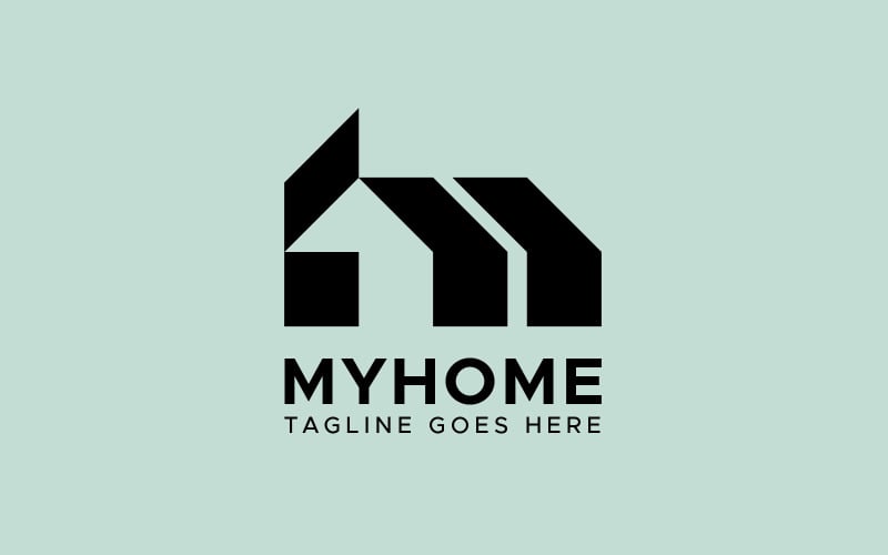 Modelo de design de logotipo de casa imobiliária hm home