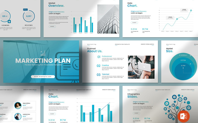 Modelo de layout do PowerPoint do plano de marketing