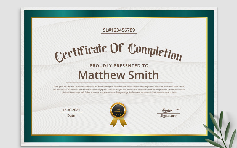 Plantilla de certificado de logros Matthew Smith